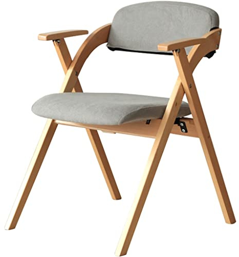 Klappstuhl Klappstühle Esszimmer Einzel-Eventstuhl Mit Armlehne, Bequeme Ergonomische Klappstühle, Esszimmerstuhl Mit Gepolsterten Sitzen, Tragfähigkeit 200 Kg (Color : Grigio, S : 52 * 60 * 77cm)