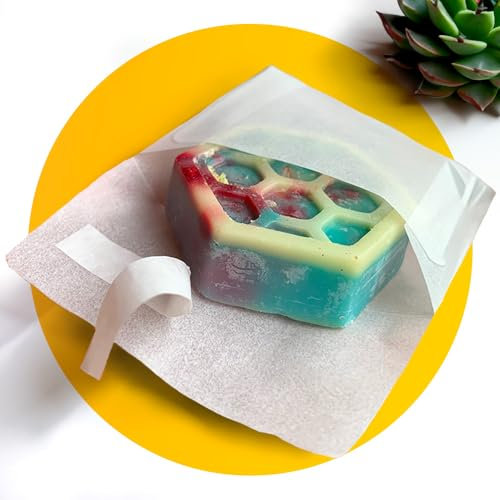 Simplelifeco 50 Sachets en Papier Glassine Autocollants (65 x 65 mm) | Sachets en Papier Cristal Translucide Brillant | Petits Sacs en Papier Parchemin | B Corp