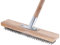 Scopa con setole dure, spazzola rigida da 30 cm con manico in legno, spazzola portatile in filo metallico, scopa riutilizzabile da giardino e patio, scopa in filo di acciaio per pulire e preparare il