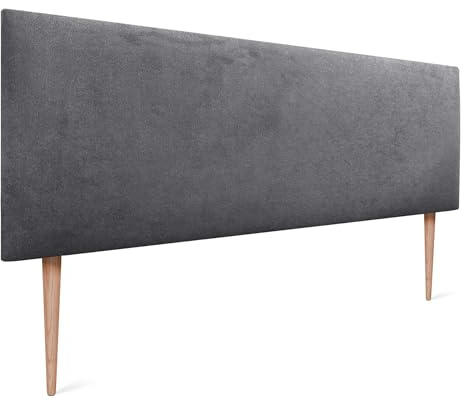 DHOME Tête de lit tapissée en similicuir ou tissu AQUALINE Pro - Tissus gris cendré, 160 cm avec pieds, (lits 150/160)