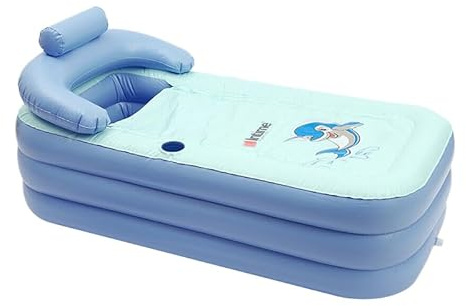 Tragbarer Aufblasbare Badewanne aus PVC Blau für Bad SPA Reisen Erwachsene