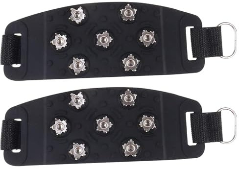 Generisch Steigeisen für Wanderschuhe, Eisstollen, rutschfeste Eisgriffe mit 7 Noppen für Schuhe, verstellbare Steigeisen aus Edelstahl, Schuh-EIS- und Schneegriffe zum Klettern, Wandern