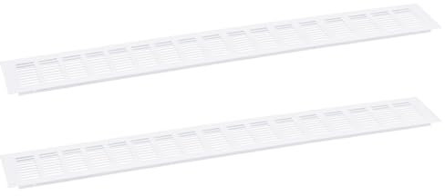 sourcing map Cubierta de ventilación de aire, 2 piezas de 700 x 100 mm, cubierta de ventilación de malla de aleación de aluminio, rejilla de ventilación rectangular para armario de zapatos (blanco)
