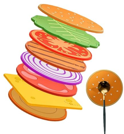 Hamburger-Untersetzer, 8-teiliges Gourmet-Burger-Untersetzer-Set, lustige Untersetzer, Getränke-Untersetzer, rutschfeste Teetassen-Untersetzer für Restaurant, Haushalt