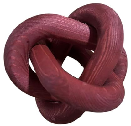 Wood Knot Chain Link Decor - 3 Link Boho Wooden Hand Carved Decorative Wooden Links Knots for Coffee Table Entryway Modern Farmhouse Shelf Decoration (Wine)