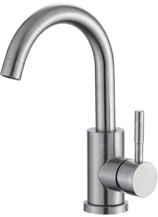 Wasserhahn Bad Waschtischarmatur Moderner Stil 360° Drehbar Gebürstetes Edelstahl Einhebel Mischbatterie Waschbecken Armatur, Badarmatur Waschtischbatterie Badezimmer