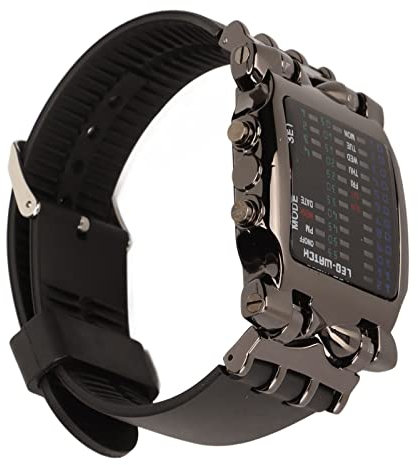 BONKZEBU Mathe-Binäruhr, Krabbenform, Herren-Matrix, Bunte LED-Digitalanzeige, Herren-Binäruhr, Klassische Kreative Herrenuhr für Jungen und Herren