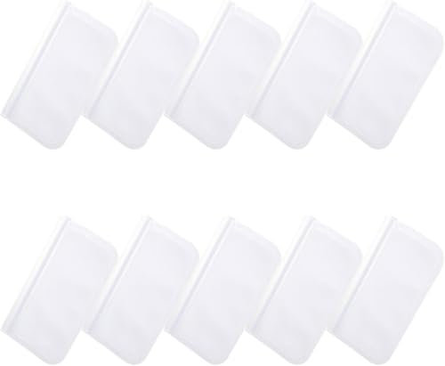 Daaxing Lot de 10 sacs alimentaires réutilisables en silicone, étanches, fond extensible, fermeture éclair hermétique, matériau PEVA, transparent