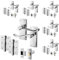 EAI Polished Chrome Victorian Scroll Door Handle Latch Set | 6 Pairs of Internal Lever Handles on Backplate with Hinges (76mm) & Latch (64mm)