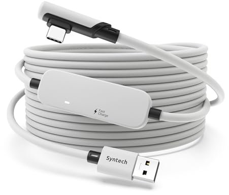 Syntech VR Lade Link Kabel 16FT Kompatibel mit Meta Quest 3/Oculus Quest 2 Zubehör, USB 3.0 Link Kabel mit zusätzlichem Ladeport, für PC/SteamVR und verlängertes Gameplay