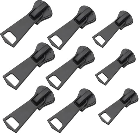 Alluring 9 PCS Reißverschluss Zipper, Metall Reißverschluss Reparaturset, Abnehmbare Reißverschluss Zipper Pull Fixer Reißverschluss für Kleidung Tasche Gepäck Bettzug (Schwarz)
