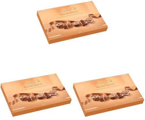Lindt Schokolade - Pralinen Für Kenner Nougat | 125 g | Pralinés-Schachtel mit 12 feinen, zartschmelzenden Nuss-Nougat Kreationen in 6 Sorten | Pralinengeschenk | Schokoladengeschenk (Packung mit 3)