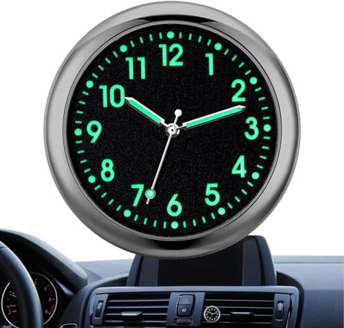 Auto Armaturenbrettuhr | Analoge Autouhr Leuchtend | Autouhr Zum Aufkleben Auf Dem Armaturenbrett | Kleine Analoge Uhr Mit Doppelseitigem Aufkleber Und Lüftungsclip Für Jedes Auto