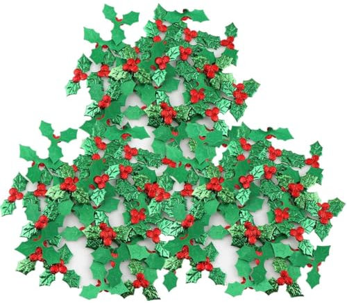 WeddHuis 100 Pezzi Mini Bacche di Agrifoglio per Feste, Ghirlande Natalizie, Decorazioni, Etichette Regalo e Creazione di Biglietti (3 cm) (Verde)