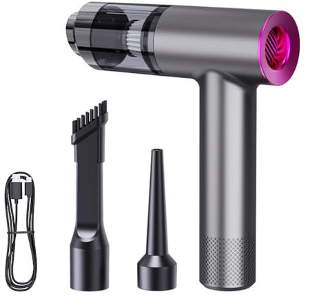 Aspirateur Voiture sans Fil avec Moteur sans Balai, 14000pa Petit, Souffleur d'air Et Pompe 3 en 1, Rechargeable Soufflerie d'air Voiture (Gris)