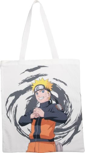 Konix Naruto Shippuden Tote Bag Tasche mit langen Griffen - 38 x 42 cm - 100% Polyester - Naruto-Motiv - Weiß