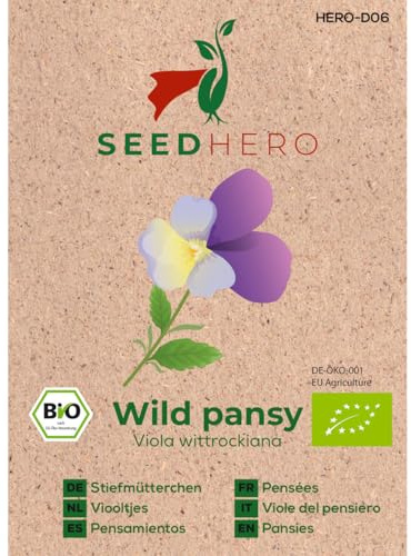 Seedhero BIO Stiefmütterchen Wild pansy Blumensamen – ca. 80 Pflanzen – Saatgut für Garten, Balkon & Hochbeet