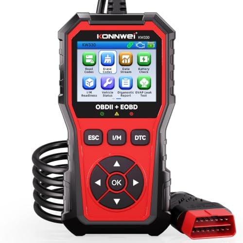 KONNWEI KW330 OBD2 Diagnosegerät Fehlerauslesegerät kfz alle OBDII Autos | Auslesegerät Auto Vollständigen OBDII Funktionen mit DTC, Batterie Test, OBD-II Diagnosewerkzeuge ab 2000 für BMW VW Audi