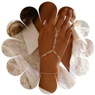 Katshdan Ring Armband Handkette für Frauenschichtige Finger Handkette Armband Gold Kristall Slave Armbänder Strass -Mode -Slaven -Ring -Armbänder Gurtschmuck Schmuck