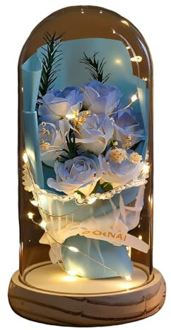 Eternal Rose Sparkly Artifical Flower Gift for Women, Enchanted Sparkly Flower Artifical, Preserved Roses Lamp, Forever Glass Dome Gifts for Anniversary Mothers Women Girlfriend Wife Her Birthday