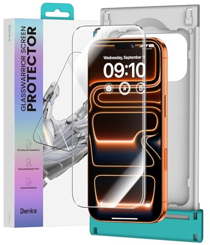 BENKS GlassWarrior AR Screen Protector for iPhone 17 Pro 6.3 inch, 3D Full Coverage Anti-Reflective Tempered Glass, Ultra HD Clarity, Anti-Scratch & Bubbles-Free, Anti-Glare