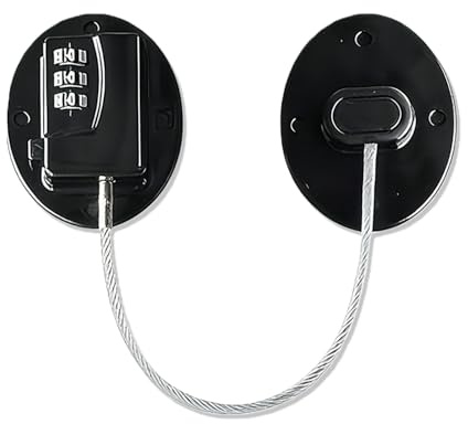 Fridge Lock, No Drilling Child Safety Cabinet Locks, 4-Digit Password Refrigerator Lock for Adults Suitable Freezer Door File Drawer Cabinet Cupboard Windows (‎Black, 7.4in)
