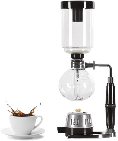 YUEHUA Vakuum-Siphon-Kaffeemaschine für 5 Tassen (600 ml) mit Brenner | Vakuum-Kaffeebrüher mit Alkoholbrenner, hohes Borosilikatglas, Verbrühungsschutz für Zuhause und Café