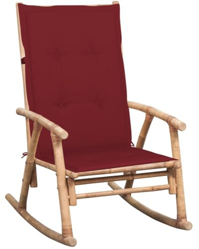 Mimdixy Silla de jardín al aire libre sillón de relajación,mecedora con cojín de bambú,para jardín,balcón,área de la piscina,se puede instalar rápidamente, fácil de mantener