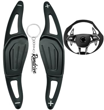 Rondrive Extensión de palanca de cambios de metal para volante de 2 unidades, compatible con Skoda Octavia A8 Elroq 85 2025 Scala Kamiq Superb 2021-2024 Paletas de cambio de palanca de cambios de