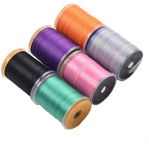 Sawhamale Kit di fili per la costruzione di mosche secche e bagnate, ninfe, stelle filanti - Materiale per lenza da pesca in nylon, 6 o 12 colori, non cerato, elastico e flessibile (6 pezzi)