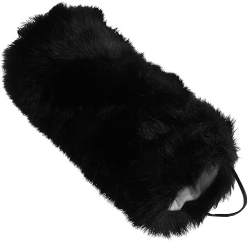 IMIKEYA Warmer Handwärmer Muff aus Schwarzem Kunstpelz mit Flauschiger Oberfläche und Komfortablem Griff für Kalte Wintertage und Outdoor Aktivitäten