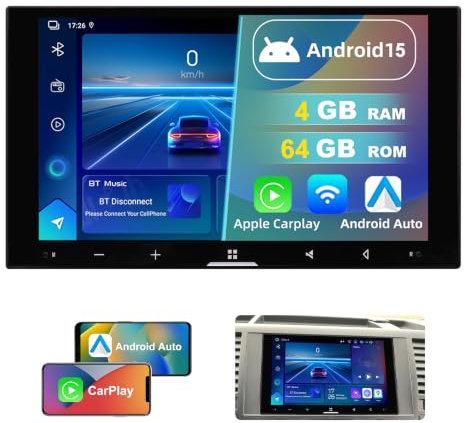 DVRMEDIA 4+64G Android 15 Autoradio für VW Transporter T5 2003–2009, 2-Din 7 Zoll QLED Bildschirm mit Wireless Apple CarPlay & Android Auto, 1080P Rückfahrkamera, GPS, WiFi, Bluetooth 5.4, DSP, AM RDS