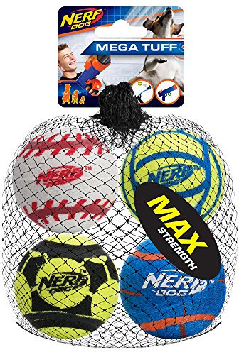 Nerf Dog Mega Stärke Sport Bälle Spielzeug, Medium, 4 Stück