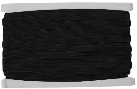 Trimming Shop 12mm (1/2 Inch) Wide Flat Elastic Band, Stretchable Waistband Tape Elastic Cord for Sewing Clothing, Garments, Dressmaking, DIY Craft Projects, Black, 50 Metres