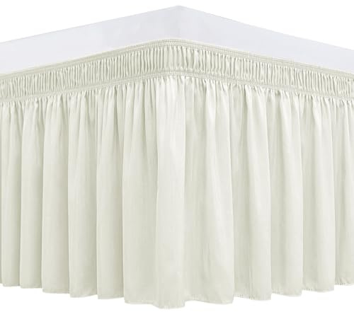 Biscaynebay wrap Around Bett röcke, Elastic Staub rüschen, Easy fit Falten und fade Resistant könig Elfenbein