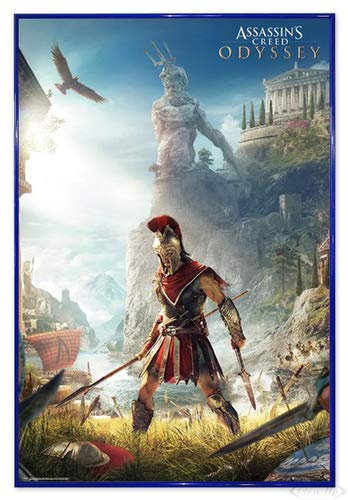 Assassin's Creed Odyssey Poster Keyart (94x63,5 cm) gerahmt in: Rahmen blau