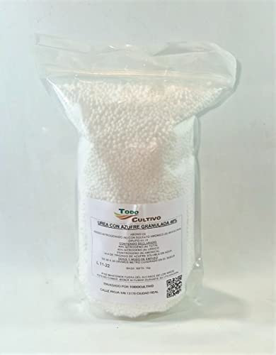 Todo Cultivo Fertilizante Urea con azufre granulada 40%. 1 Kilo. Nitrogenada mejorante de Suelo.