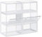 SONGMICS Cajas de Zapatos, Juego de 6, Organizadores de Zapatos Apilables con Puerta, Zapatero de Plástico, hasta Talla 46, 28 x 36 x 22 cm, Transparente LSP06CW