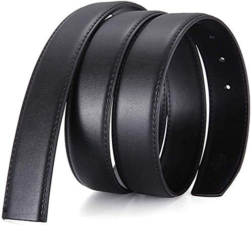 Nelbons Herren Gürtel Wechselgürtel Echt Leder ohne Schnalle Gürtel für Gürtelschnalle zum Wechseln, Breite 3.0cm, Black/Länge 125cm Geeignet für 28-43 Taille