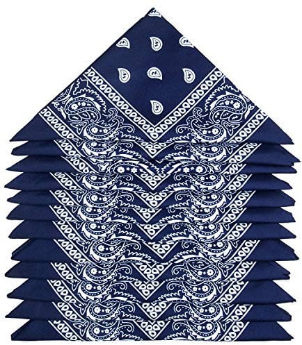 ZWOOS Bandanas für Herren und Damen, 12er-Pack Paisley Kopftuch, Neuheit Cowboy Halstücher für Modekoordinate (Marine)