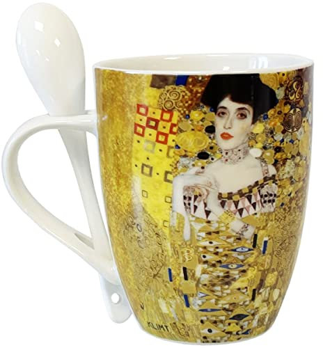 Enesco, Taza con cucharita y dibujo de La Dama de Oro de Klimt