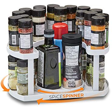 Allstar Innovations Spice Spinner Two-Tiered Spice Organizer & Holder That Saves Space, Keeps Everything Neat, Organized & Within Reach With Dual Spin Turntables
