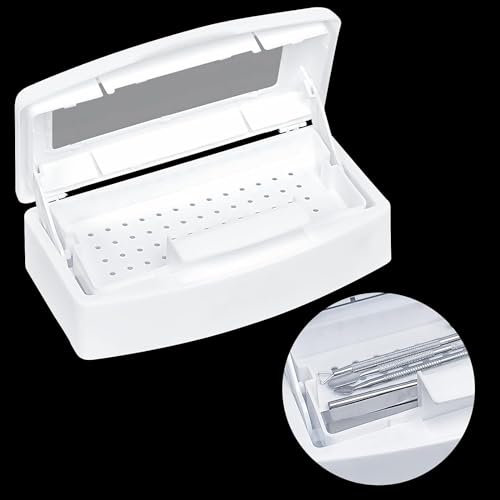 DEDC Nail Art Tool Plastic Clean Sterilizing Storage Box Organizer Clear Lid Disinfectant Tray Clear Lid for Nail Tweezers Hair Salon Spa Manicure