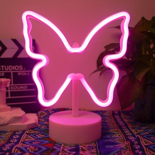Aslanka Insegna luminosaLuce LED farfalla luminosa decorazione di base notturna USB/senza batteria, regalo di celebrazione di compleanno, decorazione della camera dei bambini a LED
