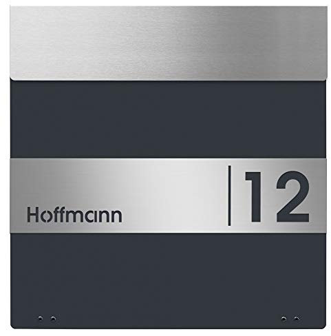 Frabox® Briefkasten NAMUR mit Namen & Hausnummer RAL 7016 anthrazitgrau/Edelstahl