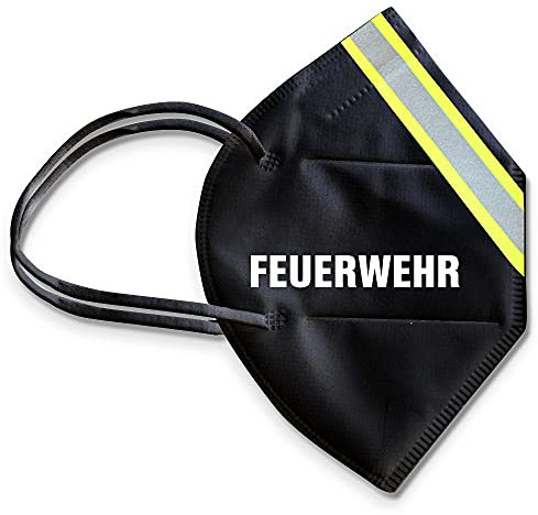 Fan-Omenal 1 Maske in Schwarz mit fluoreszierenden Streifen und Print - Feuerwehr - 15383