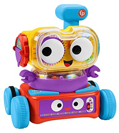 Fisher-Price - Tino Robottino 4-in-1, Bambini Giocatolo Educativo con Tecnologia Smart Stages con Oltre 120 Suoni, Edizione Italiana, Giocattolo per Bambini 6+ Mesi HDJ16