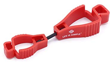 LIFE IS SIMPLE Tarp Clip Handschuhclip | Handschuhhalter für Feuerwehr | Handschuhhalter Polizei | Handschuhclip für Arbeitshandschuhe, Baumarkt, Garten | rot, 5er-Set