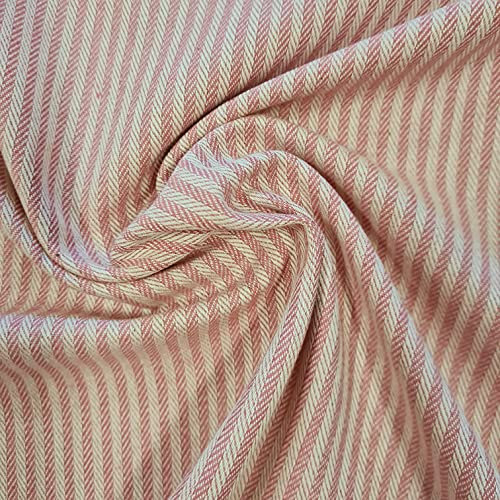 Stoff Meterware Baumwolle Streifen gestreift altrosa ecru blush Fischgrat durchgewebt 3 mm Kleiderstoff Vorhangstoff