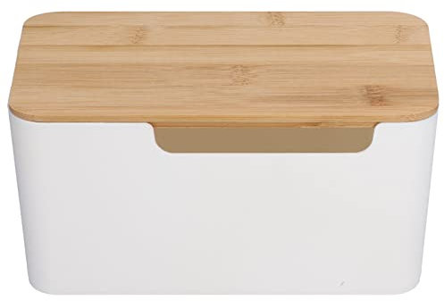 Kabelbox Kleine Kabelmanagementbox mit Holzdeckel für Kabelverstecker TV-Kabel Router Computer Kabel Heim und Büro